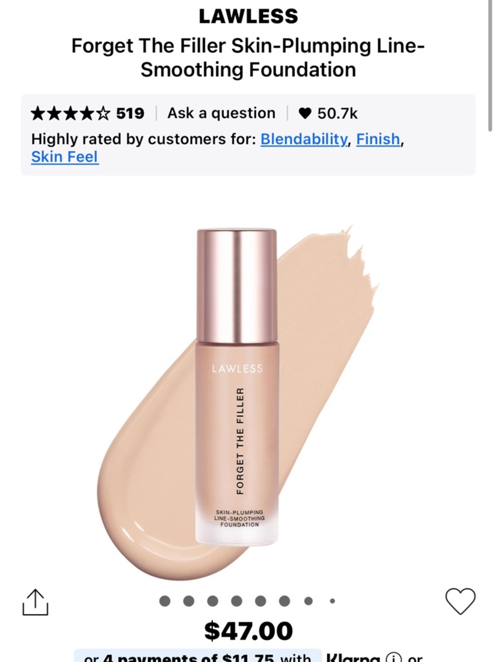 LAWLESS Forget The Filler Foundation - Light Beige (Soft Nude)